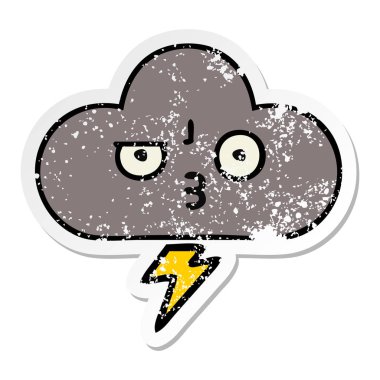 sevimli çizgi fırtına bulutu sıkıntılı etiket