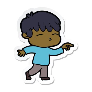 çizgi film meraklı bir çocuk etiket