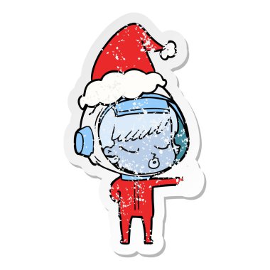 Prş veren bir güzel astronot kızın sıkıntılı etiket çizgi film