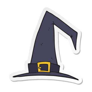 etiket bir karikatür cadı şapka