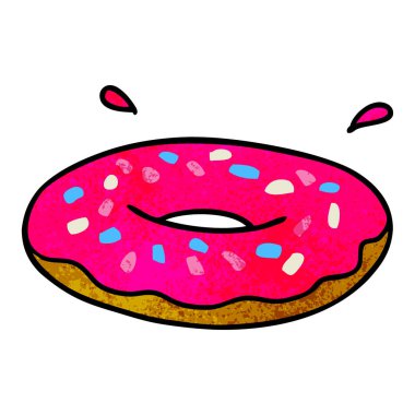 elle çizilmiş karikatür doodle bir buzlu yüzük donut dokulu