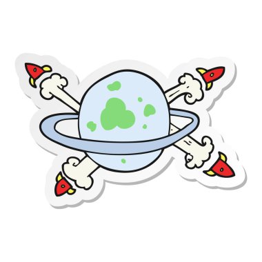 bir gezegeni terk etiket bir karikatür roketler