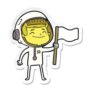 mutlu karikatür astronotun etiket