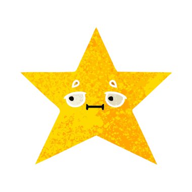 Retro illüstrasyon stil karikatür altın yıldız
