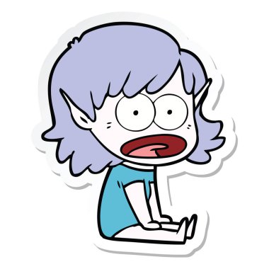 bir çizgi film şok elf Girl etiketi