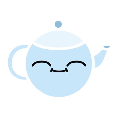 düz renk retro karikatür mutlu bir çaydanlık