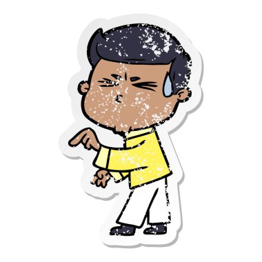 terleme bir çizgi film adamın sıkıntılı etiket