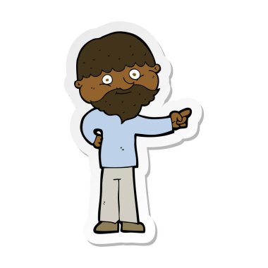 etiket bir karikatür işaret eden adam sakallı