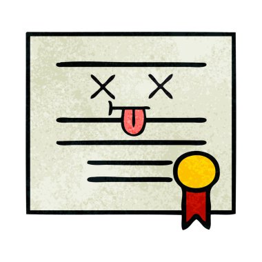 Retro grunge doku karikatür Mezuniyet Diploması