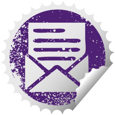 bir mektup ve zarf sıkıntılı dairesel peeling etiket sembolü