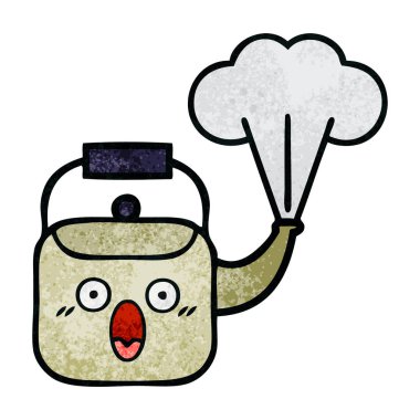 Retro doku karikatür buharlı su ısıtıcısı