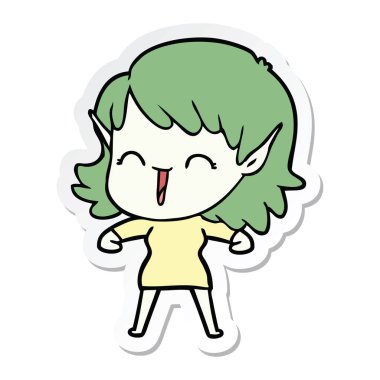 bir çizgi film elf Girl etiketi