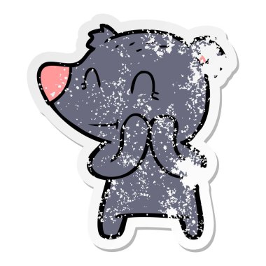 gülümseyen bir ayı karikatür sıkıntılı etiket