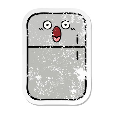 sevimli çizgi buzdolabı dondurucu sıkıntılı etiket