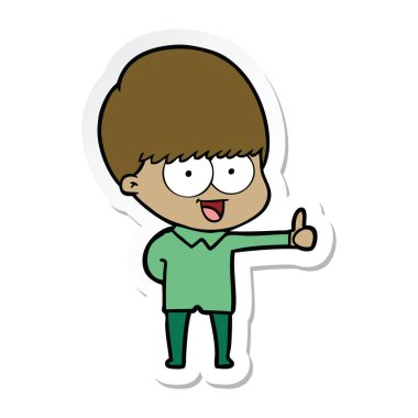 bir mutlu çizgi film çocuk etiket