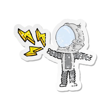 bir çizgi film alan adamın Retro sıkıntılı etiket