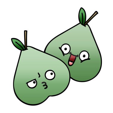 yeşil armut degrade gölgeli çizgi film