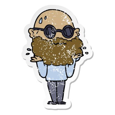 adam sakal ve sungl bir karikatür sıkıntılı etiket endişeli