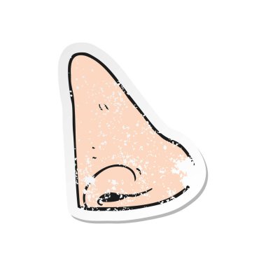 bir çizgi film insan burnu Retro sıkıntılı etiket