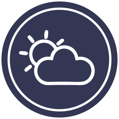 Güneş ve bulut dairesel simgesi