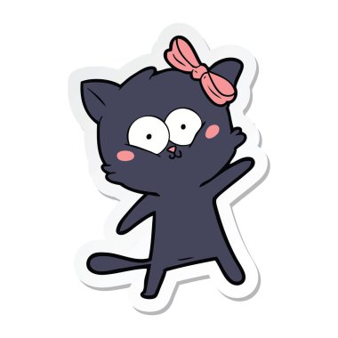 etiket bir karikatür kedi