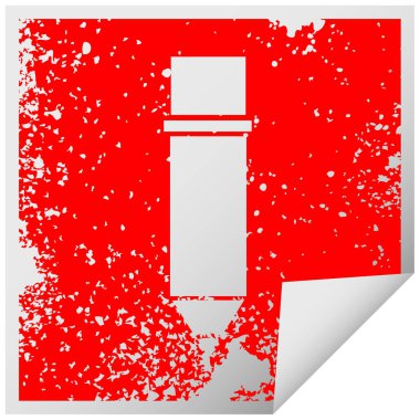 sıkıntılı kare peeling etiket sembolü bir kalem