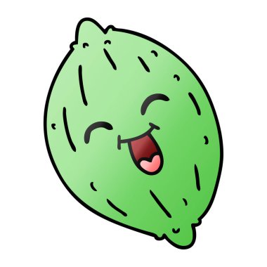 mutlu limon serbest el çekilmiş degrade çizgi film