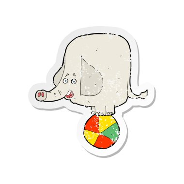 bir çizgi film sirk fil Retro sıkıntılı etiket