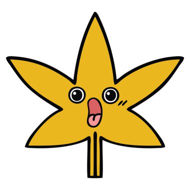 sevimli çizgi sonbahar yaprak