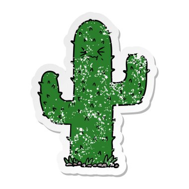 bir çizgi film kaktüs sıkıntılı etiket