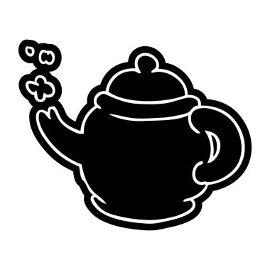 çizgi film simgesi mavi çaydanlık