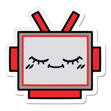 etiket sevimli çizgi robot baş