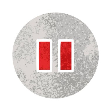 Retro illüstrasyon tarzı çizgi film Duraklat düğmesi