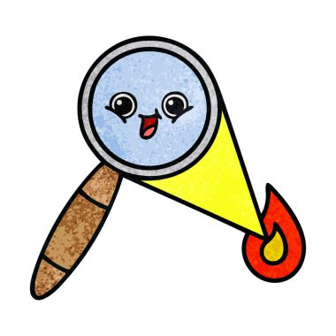 Retro grunge doku karikatür Büyüteç