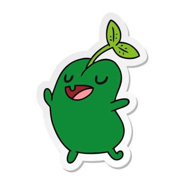 etiket karikatür kawaii şirin çimlenme fasulye