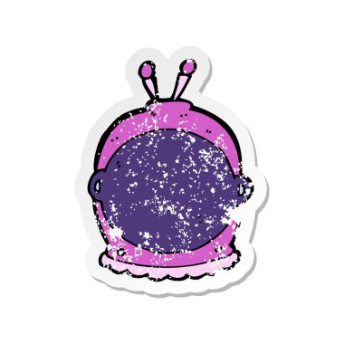 bir çizgi film uzay başlığın Retro sıkıntılı etiket