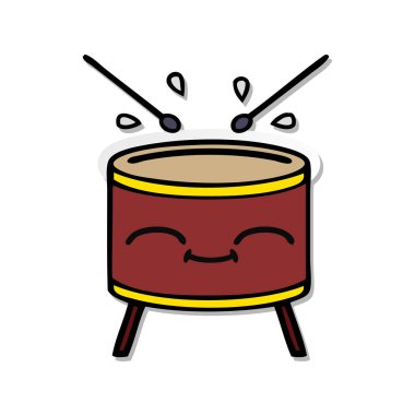 sevimli çizgi davul sıkıntılı etiket