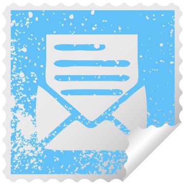 sıkıntılı kare bir mektup ve zarf etiket sembolü peeling