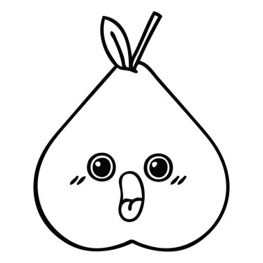 yeşil armut çizim karikatür