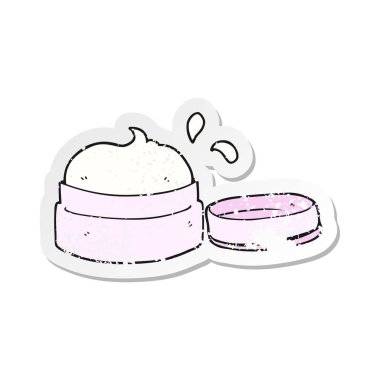 Retro bir karikatür yüz kremi etiket sıkıntılı