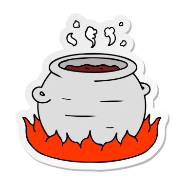 elle çizilmiş etiket karikatür doodle güveç tencere