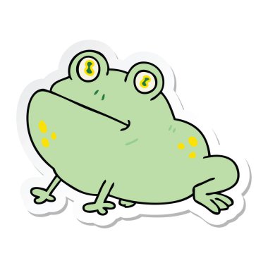 ilginç bir el etiket karikatür kurbağa çizilmiş