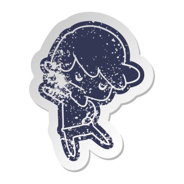 kawaii hoş çocuk sıkıntılı eski etiket