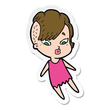 bir çizgi film sürpriz kız etiketi