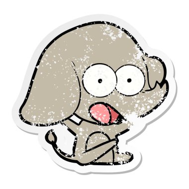 sevimli çizgi fil sıkıntılı etiket