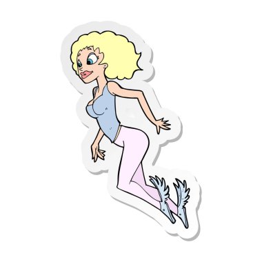 etiket kadın uçan bir karikatür