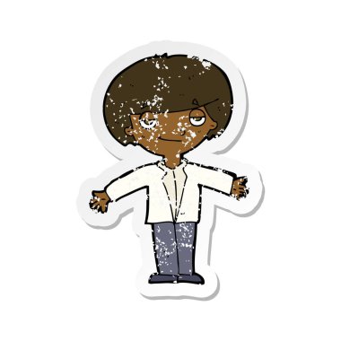 bir çizgi film kendini beğenmiş çocuk Retro sıkıntılı etiket