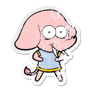 mutlu çizgi film fil sıkıntılı etiket