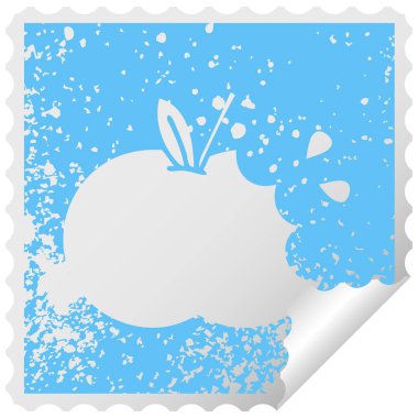 sıkıntılı kare etiketi simgesi sulu elma soyma