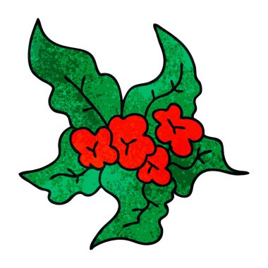 ilginç karikatür Noel çiçek el çekilmiş